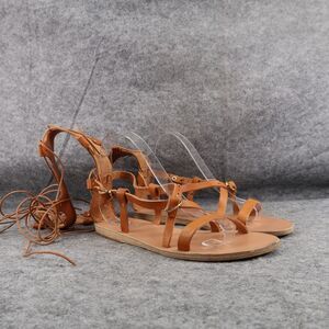 Ancient Greek Sandals Women 38 Sofia Tall Lace Up Gladiator Leather Handmade Tie